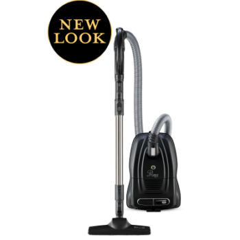 New-look black canister vacuum cleaner